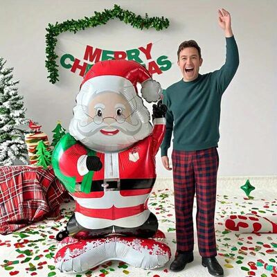 1/2pc Standing Santa Claus Foil Balloon, Christmas Decoratio