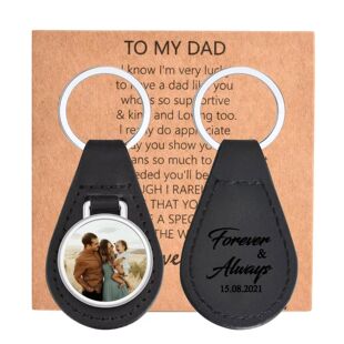 Vnox Fathers Day Gift for Dad Grandpa, Black PU Leather Keyc