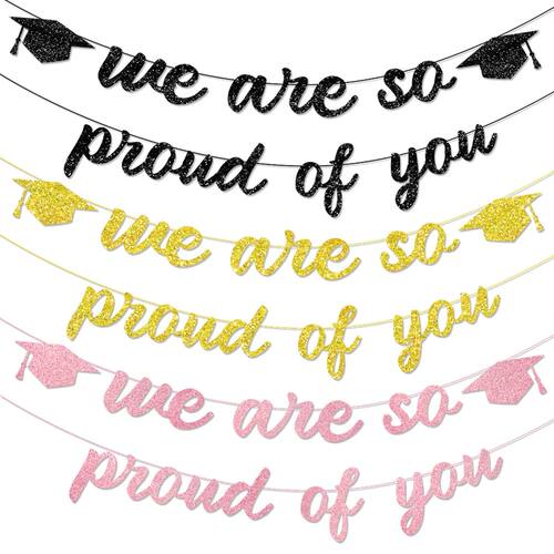 Graduation Banner Party Decorations Glitter We are So Proud