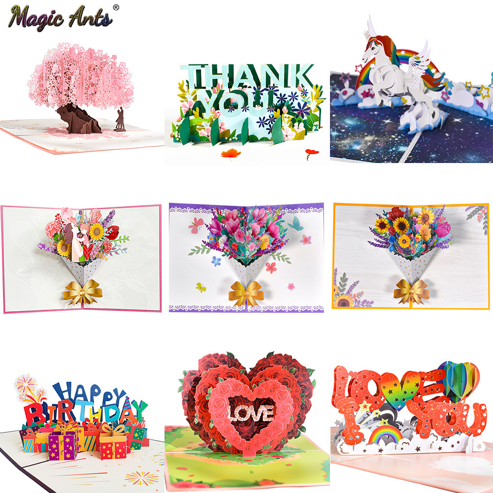 3d pop-up cards flowers birthday card anniversary gifts post
