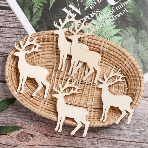 10Pcs Wooden Elk Decor Christmas Tree Hanging Reindeer Hangi