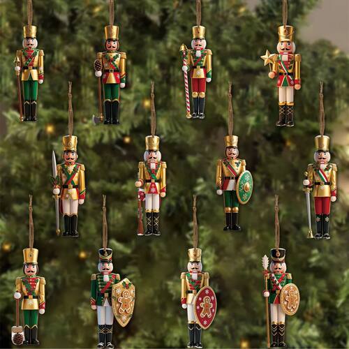 12pc Classic Christmas Nutcracker 2D Wooden Hanging for Fest