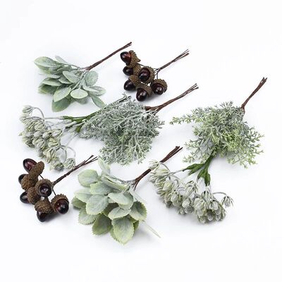 6Pcs Artificial Plants Decorative Flowers Wreaths Christmas