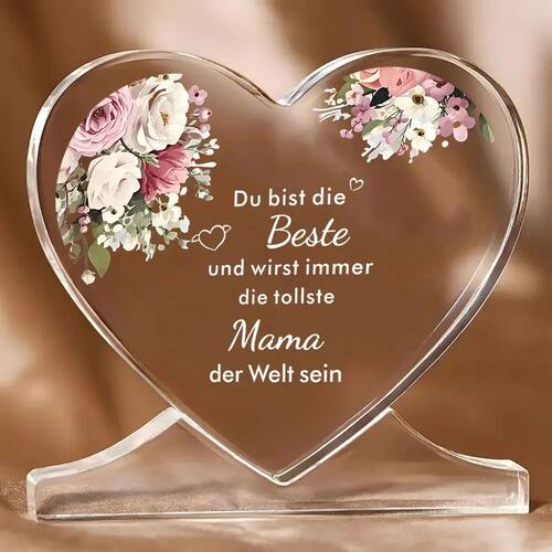 German Mother's Day Acrylic Plaque Gift from Daughter & Son