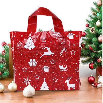 10/20pcs Christmas Gift Bags Red Elk Snowflake Tote Bag Chil