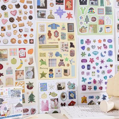1300 Pcs Cute Paper Sticker Book Retro Aesthetic Decals for