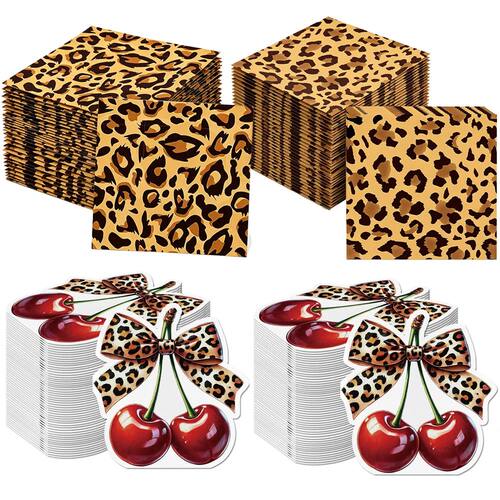 20-100pcs Leopard Print Paper Napkin Retro Cherry Leopard Bo