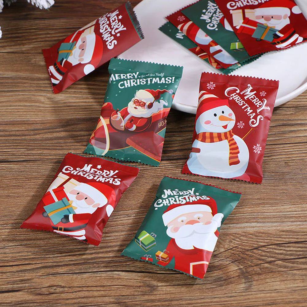 100pcs Mixed Color Candy Bag Christmas Biscuit Package Alumi