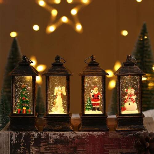 Retro Square Lamp Santa Claus Night Light Christmas LED Wind
