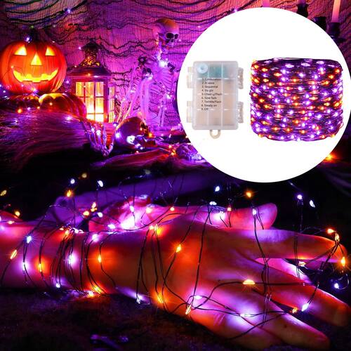 5M-20M LED Purple Orange String Light Outdoor Battery Powere