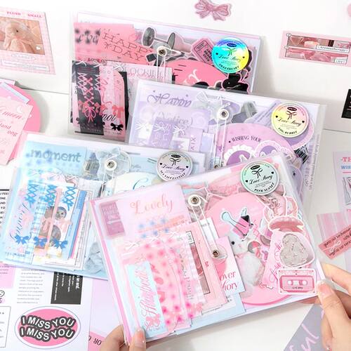 Simno Scrapbook Supplies Kit, 101Pcs Craft Set with Aestheti