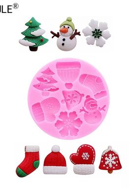 Christmas stockings Snowflake Silicone Mold Santa hat Fondan