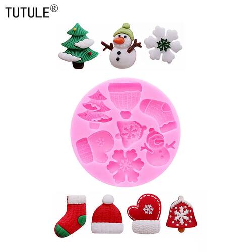 Christmas stockings Snowflake Silicone Mold Santa hat Fondan