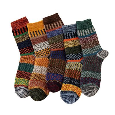 5 Pairs Winter Men's Socks Thicken Socks Warm Men Retro Styl