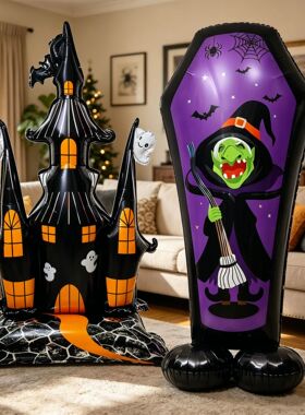 Large Halloween Standing Foil Balloons Haunted House Castle