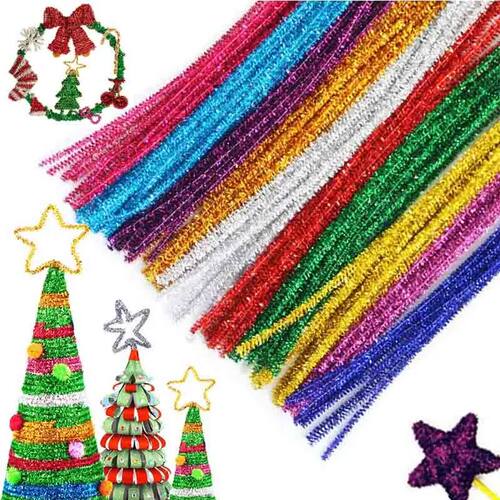 30CM Glitter Pipe Cleaners Chenille Stem Glitter Color for D