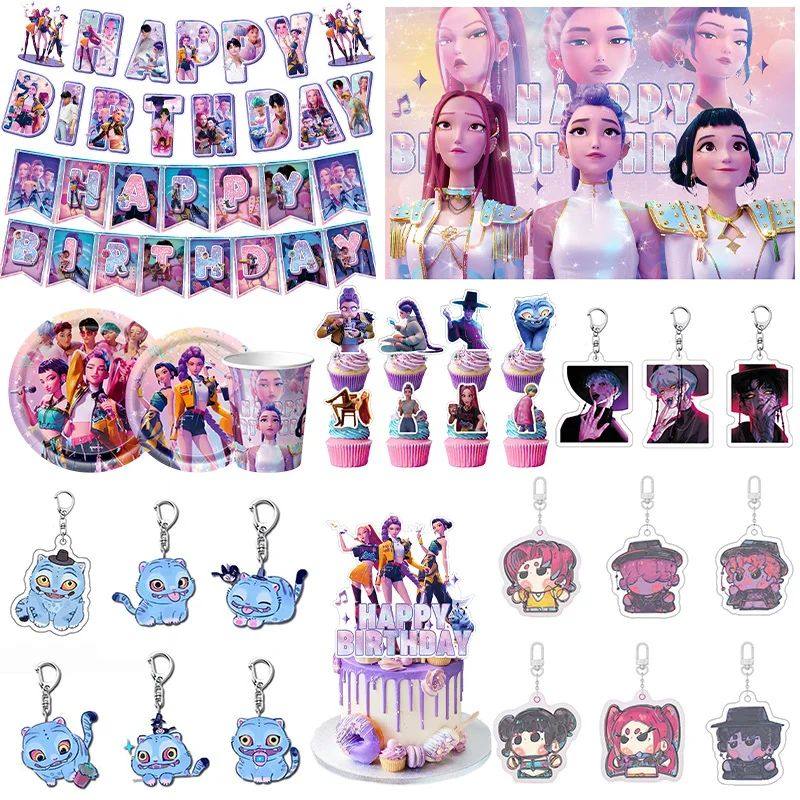 Kpop Demon Hun Theme Party Disposable Tableware Hunter Flag