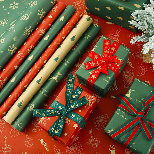 10pc Christmas Gift Wrapping Paper Xmas Tree Snowflake Print