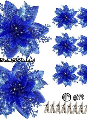 10/5/1pcs 14.5cm Glitter Artifical Christmas Flowers  Christ