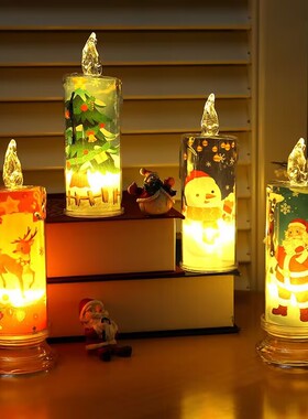 Christmas Candle Night Light Santa Claus Decoration Small Oi