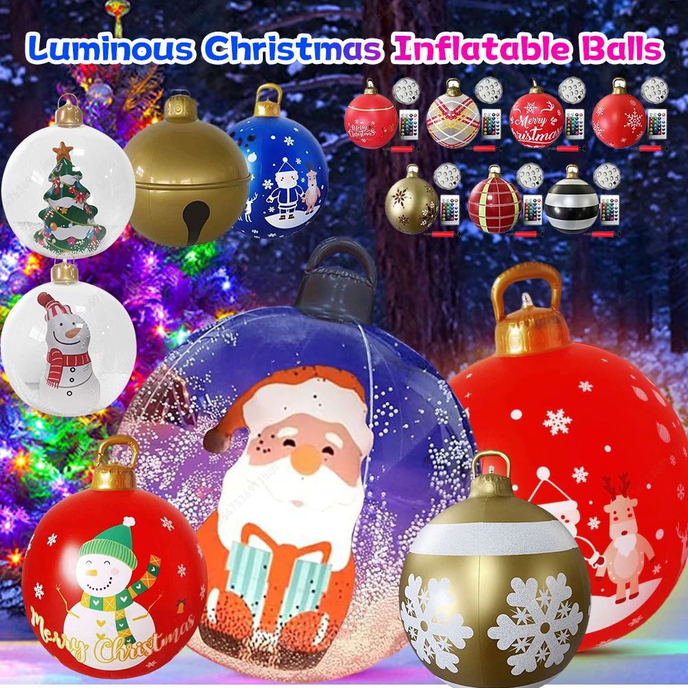 PVC Inflatable Christmas Ball With Light Santa Claus Snowman