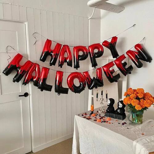 14pcs Happy Halloween Happy Black Orange Silver Letter Combi