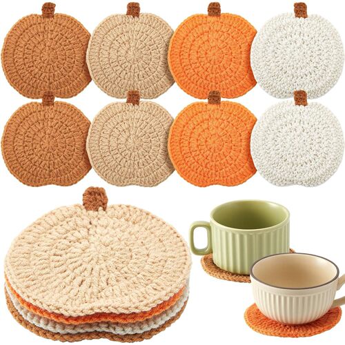 Handmade Crocheted Halloween Pumpkin Coaster Handmade Knitte