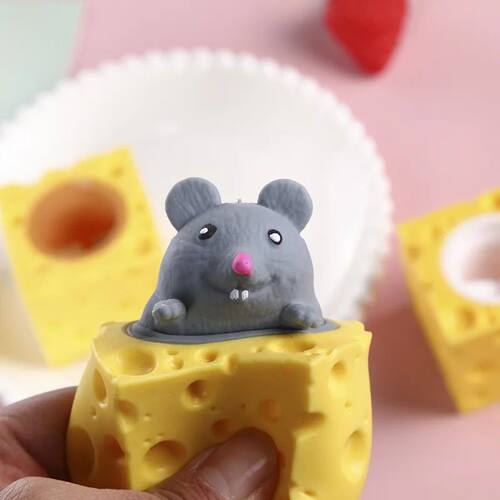 A Pop Up Funny Mouse And Cheese Block Squeeze Anti Stress To
