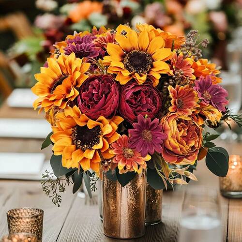 Artificial Flowers Silk Sunflowers Festival Autumn Garland W