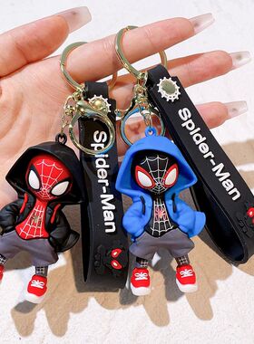 Cartoon Spider-Man 3D Keychain, Marvel Superhero Silicone Pe