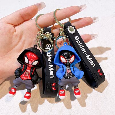 Cartoon Spider-Man 3D Keychain, Marvel Superhero Silicone Pe