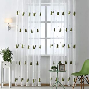 Christmas Tree Curtain  for Living Room Sheer Tulle Voile Dr