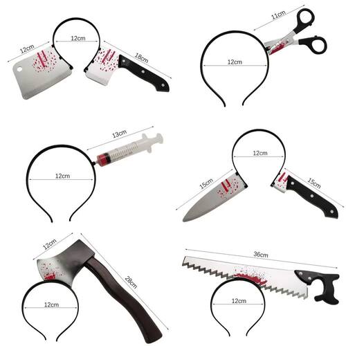 Halloween Hair Hoop Horror Blood Fake Ax Saws Knife Gothic H