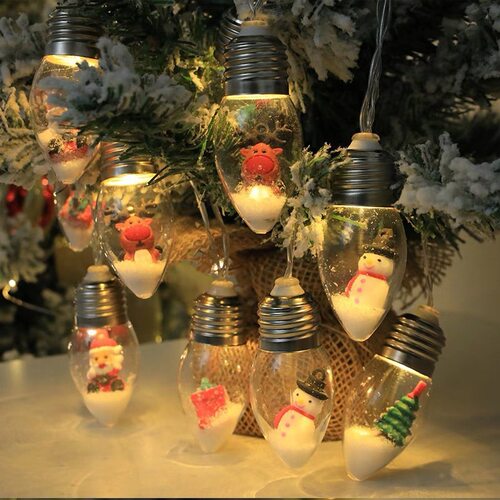 Led Christmas Snowman Christmas Tree Light Bulb String Wall