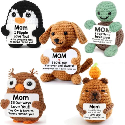 New Handmade Crochet Doll for Mom Dad Knitted Dog Positive A