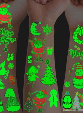 12 Sheets Luminous Christmas Temporary Tattoos,Glow in The D