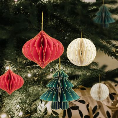 1/3Pcs Mini 3D Christmas e Paper Honeycomb Ball Garland Orna
