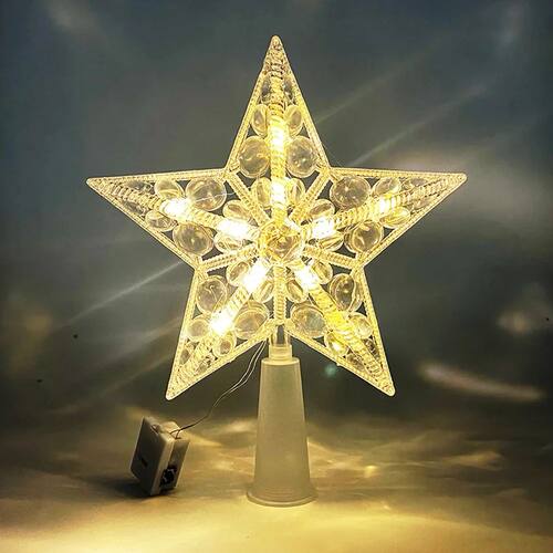 15cm Christmas Tree Top Star Light LED Glowing Star Lamp Xma