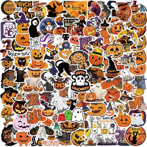 50/100pcs Funny Halloween Ghost Pumpkin Stickers Horror Deca