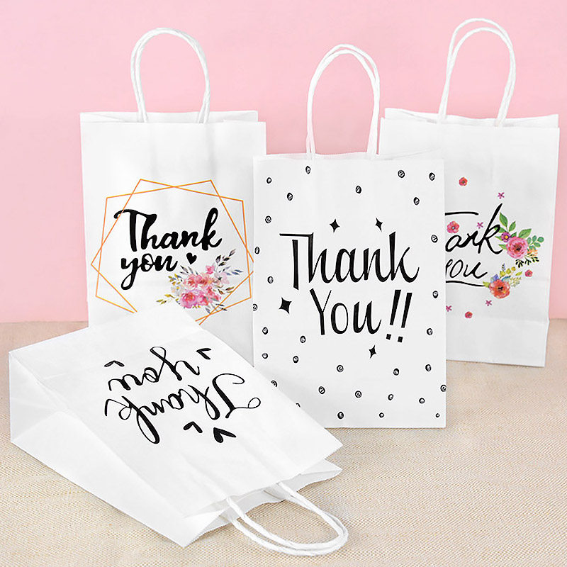 10 pieces paper bags thank you gift bags bulk with handle