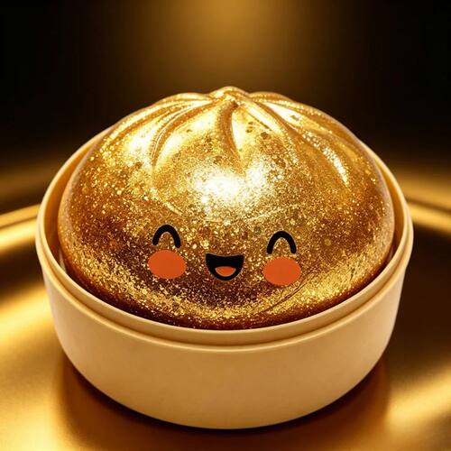 Realistic Simulation Dumpling Squishy Toy With Colorful Glit