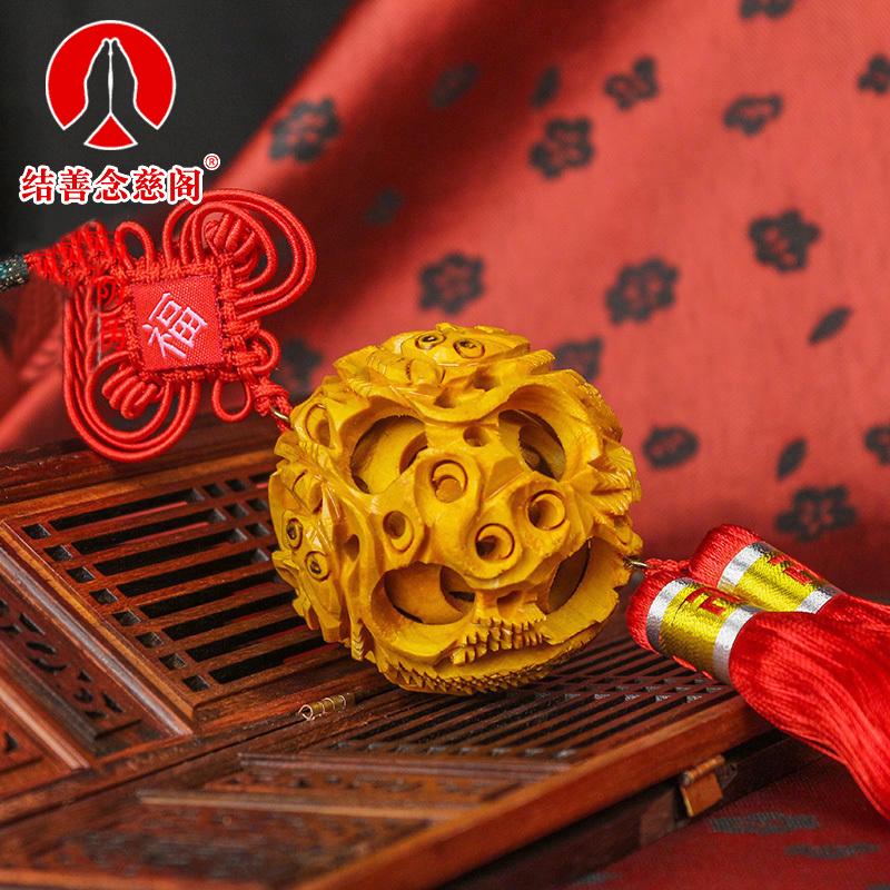 天然桃木精雕细刻寓意美好