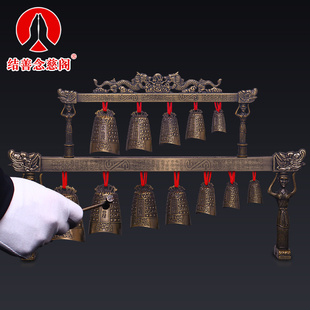 编钟彷古摆件中式古典采耳演奏乐器单双层模型家居装饰金属工艺礼