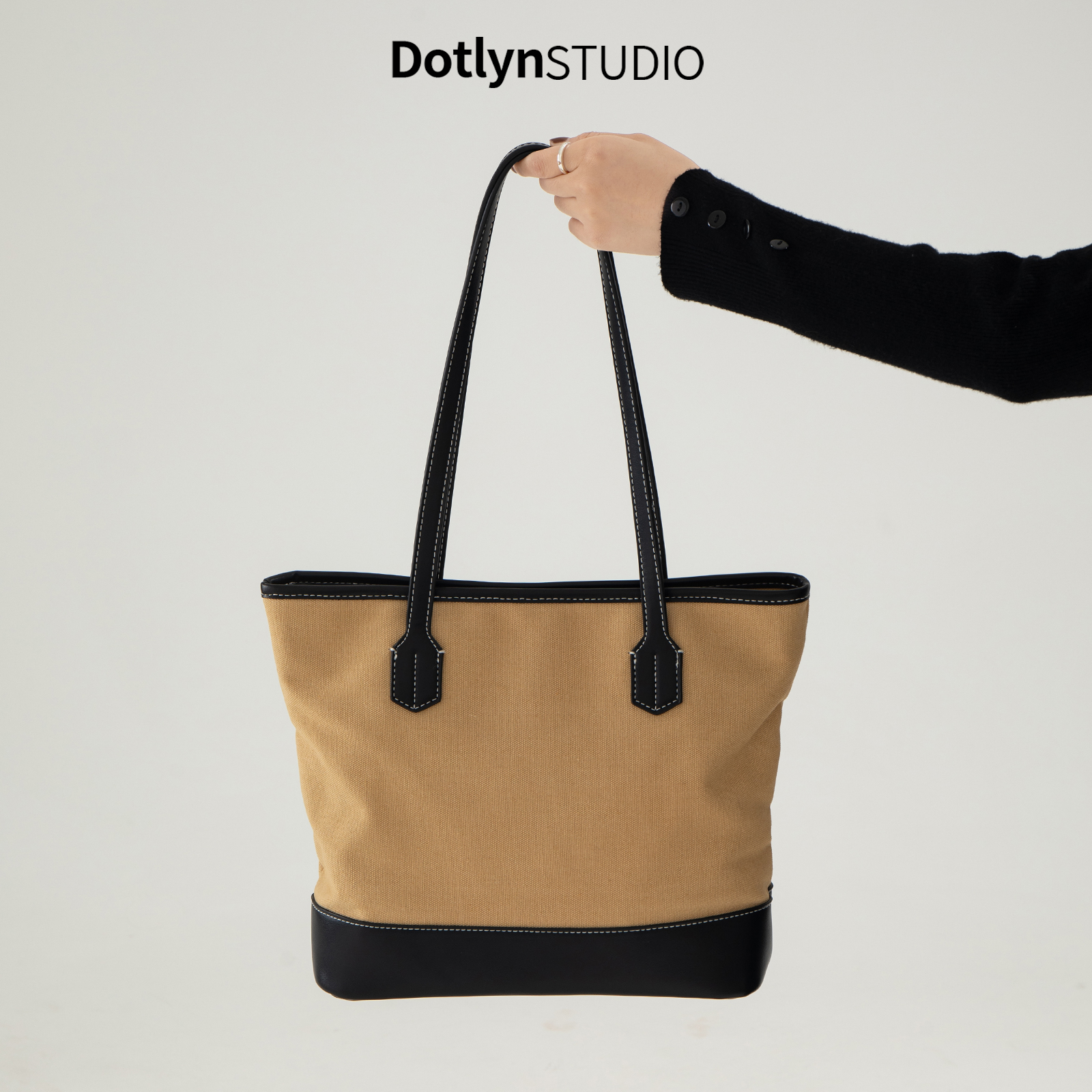 Dotlyn韩版大容量拼接撞色托特包