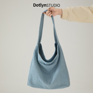 Dotlyn復(fù)古慵懶風(fēng)小眾牛仔布包大容量休閑輕便學(xué)生單肩包托特包女