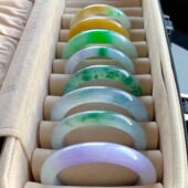 私拍无效缅甸A货翡翠手镯天然冰种大圈口正圈阳绿贵妃玉镯子圆条