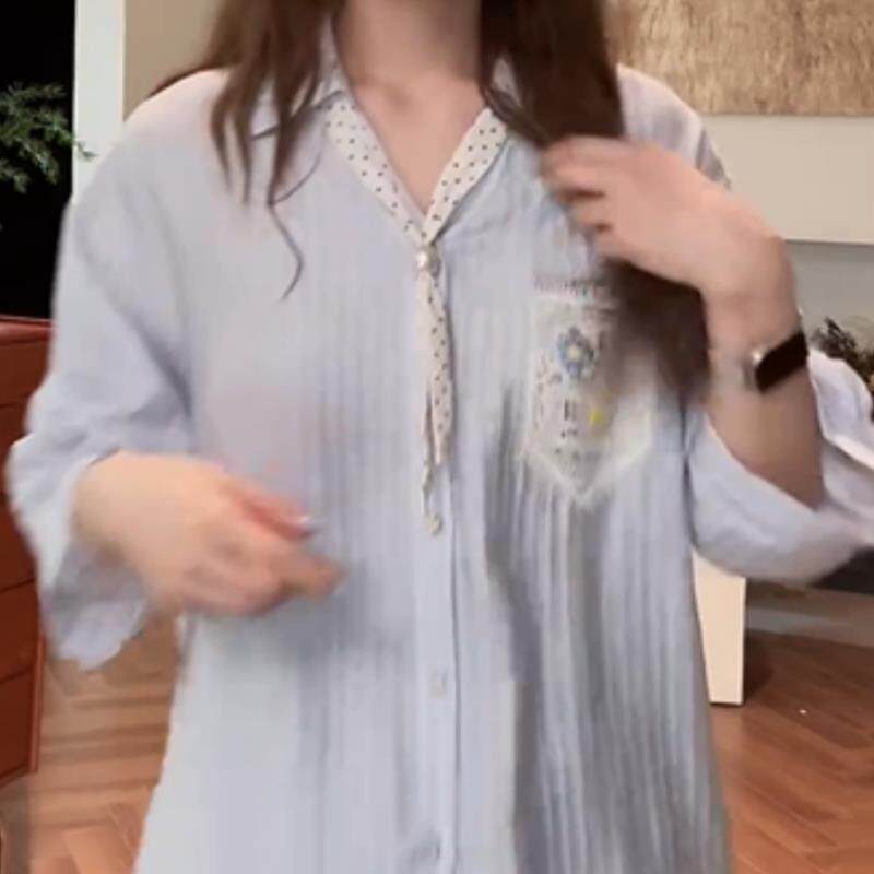 法式设计感蕾丝小清新衬衫女装夏季新款宽松显瘦衬衫减龄漂亮上衣