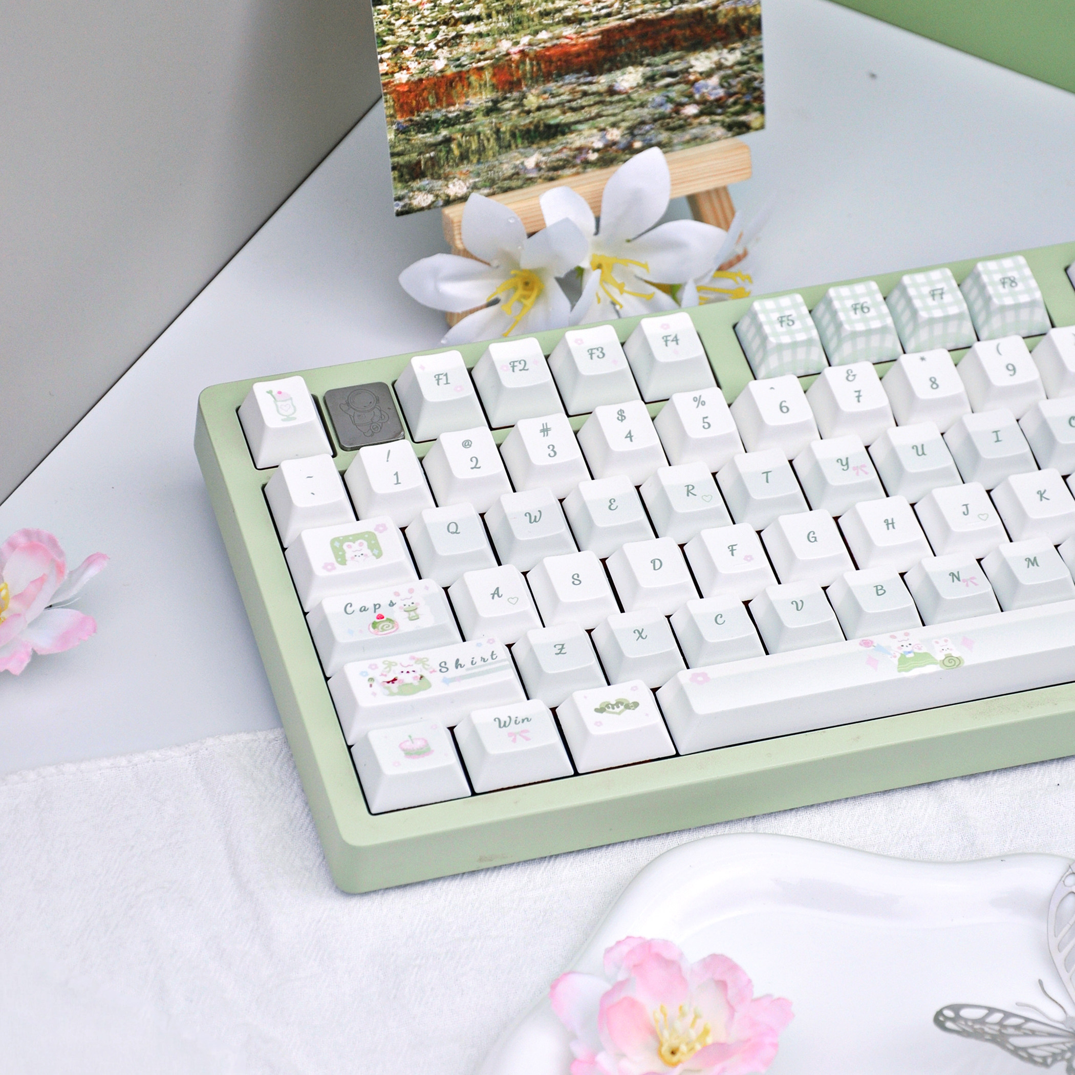 嗨前沿甜兔游园会PBT键帽原厂热升华原创绿色可爱少女键盘键帽
