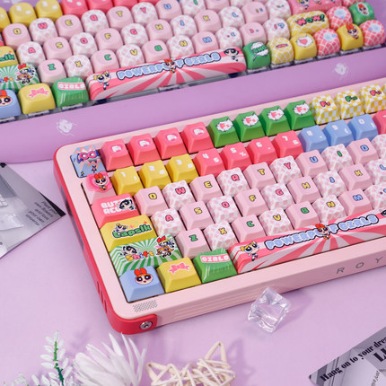 嗨前沿飞天小女警键帽原创可爱客制化PBT圆润原厂透光键盘键帽