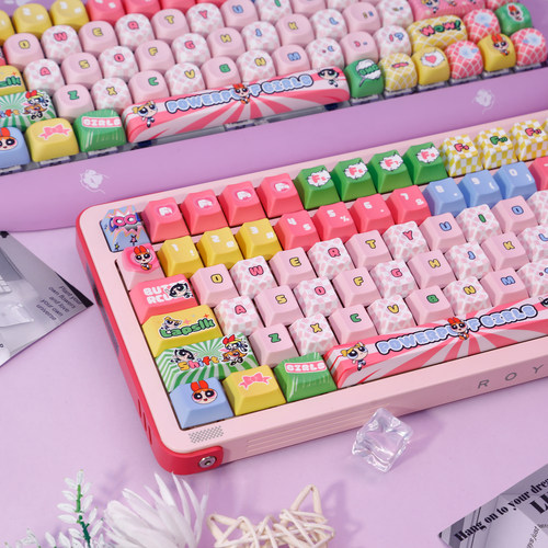 嗨前沿飞天小女警键帽原创可爱客制化PBT圆润原厂透光键盘键帽